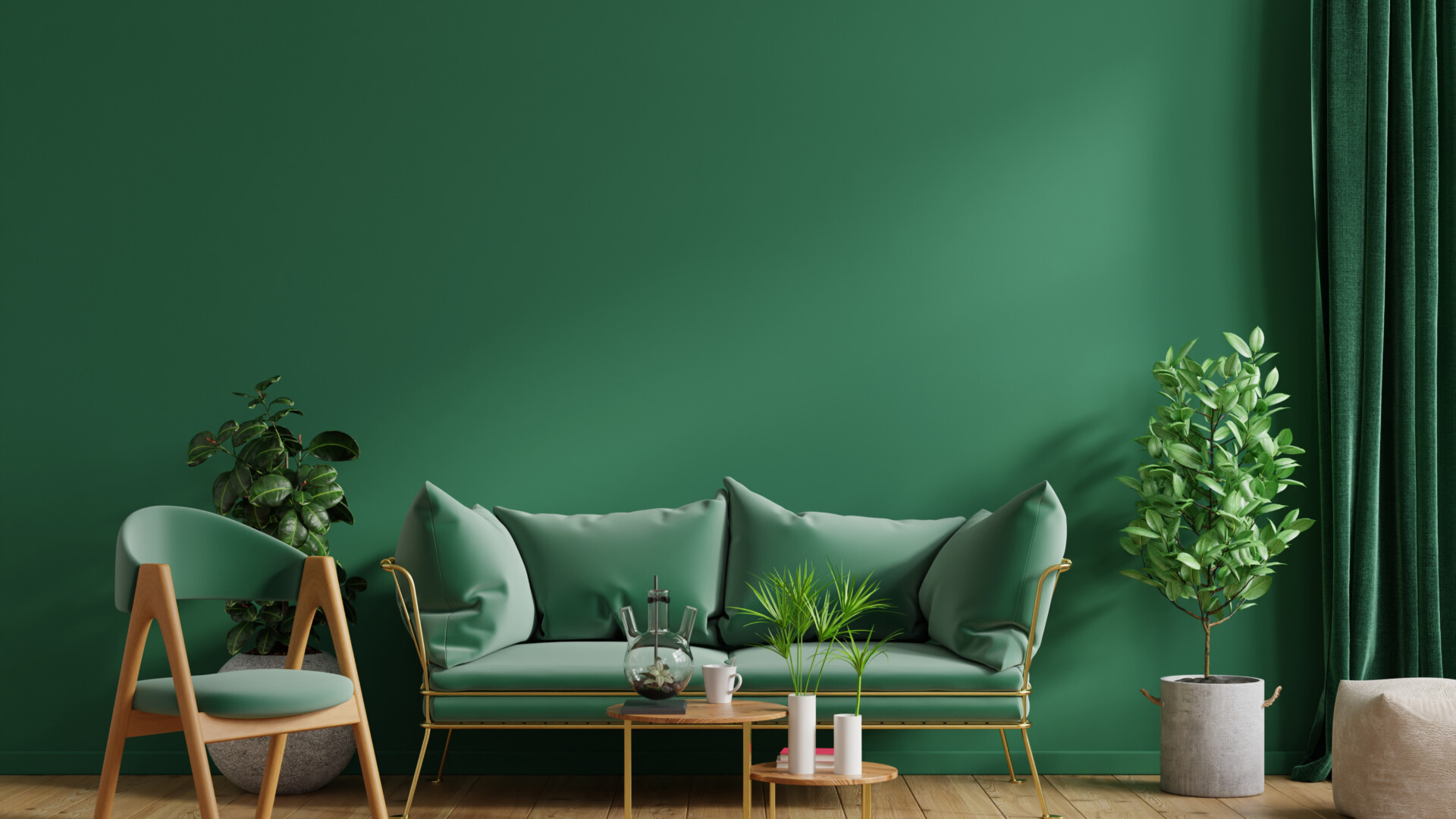 modern-living-room-with-green-sofa-and-plants